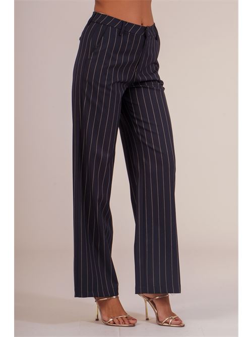 Pantalone palazzo gessato Il The' Delle 5 | MICOL 65BLU